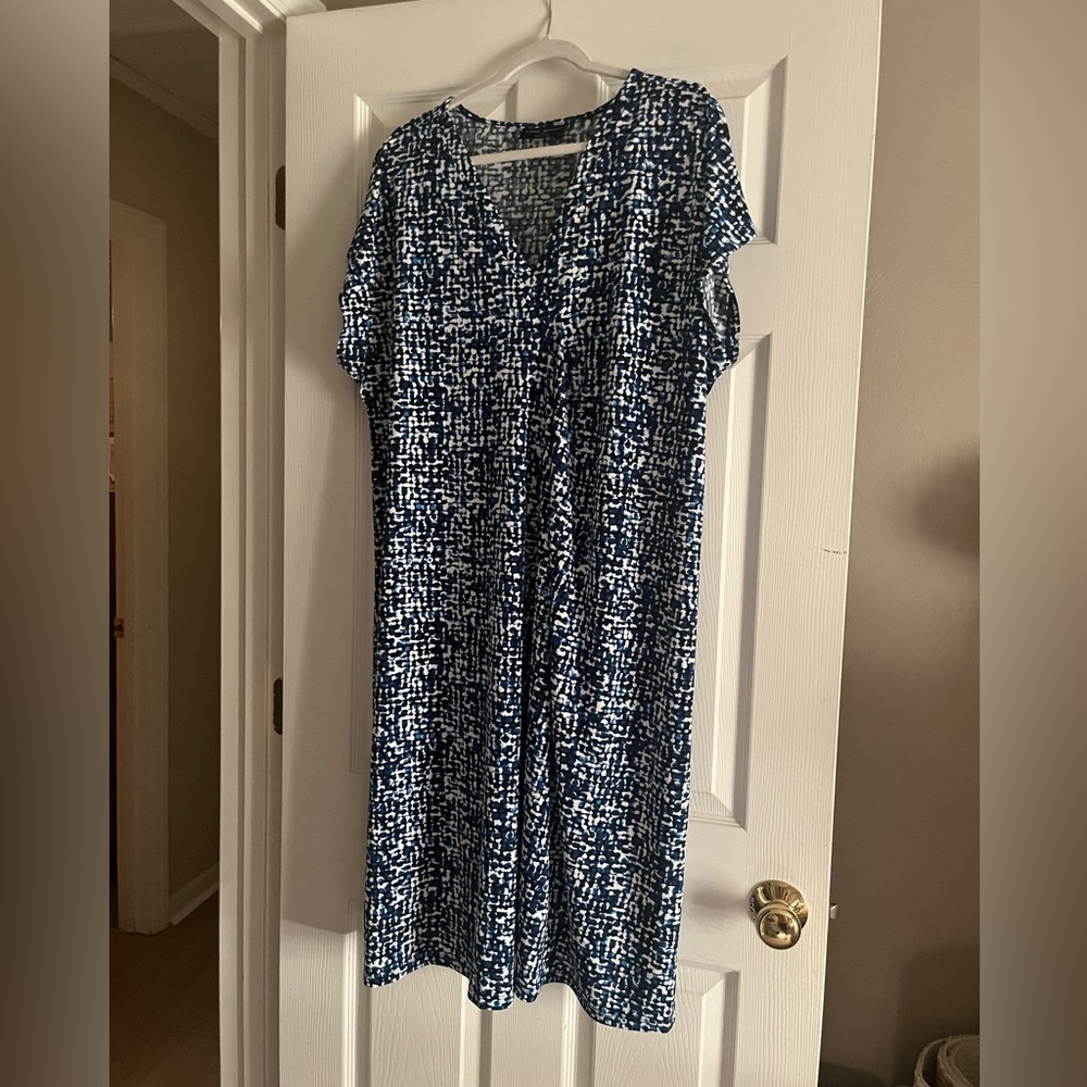 Lane Bryant Navy and White Midi Dress